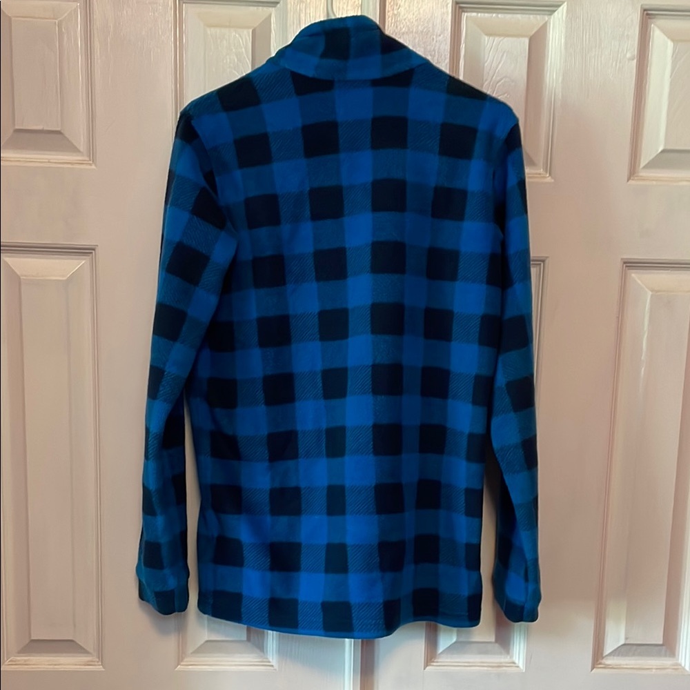 Columbia Blue and Black Plaid Fleece Jacket - Picture 3 of 6